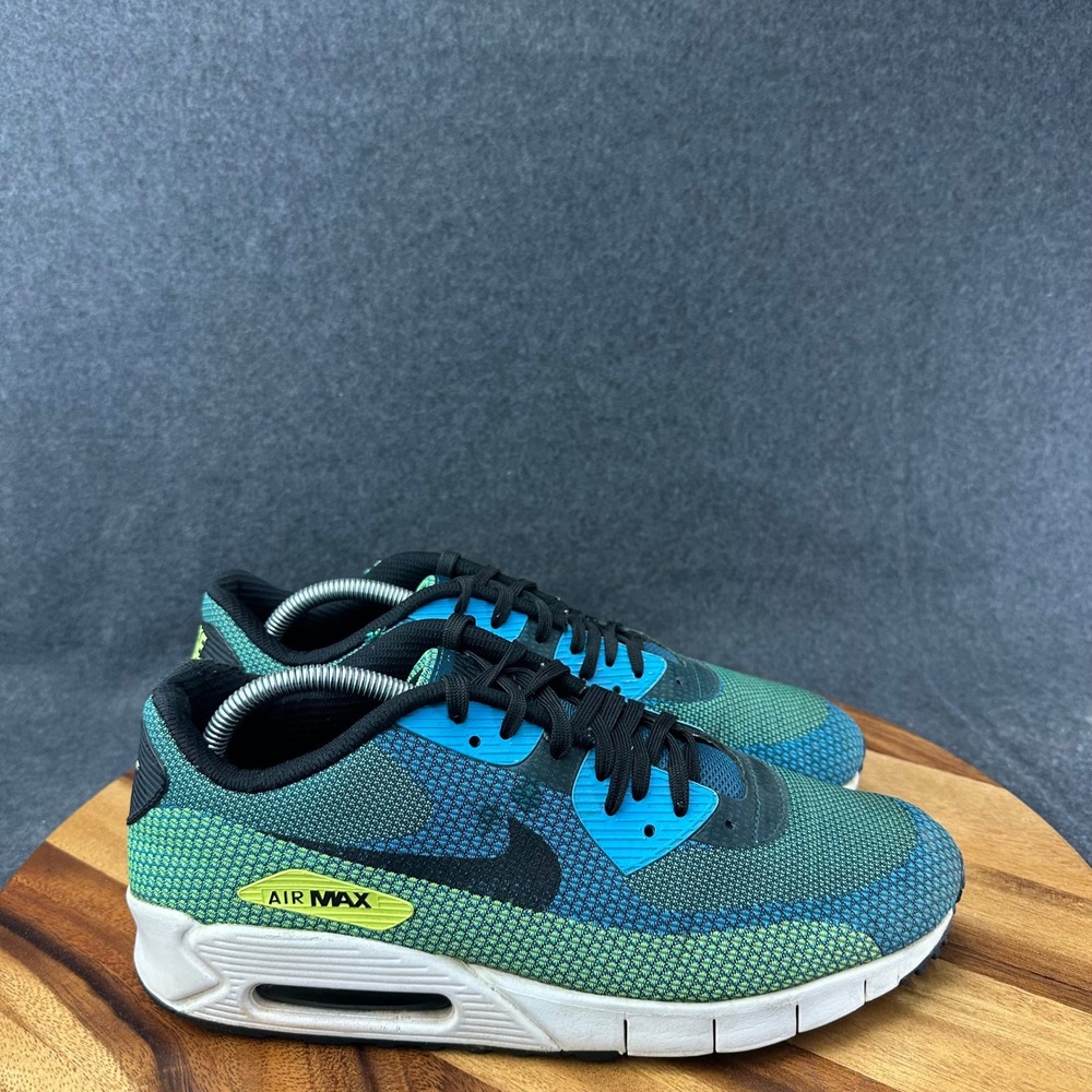 Nike Air Max 90 Jacquard Blue Green Mens 10.5 Running Shoes 631750-300